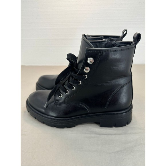 Madden Girl Gwinn Black Combat Boots Lace Up With Side Zipper Size 6.5 M - Picture 2 of 13